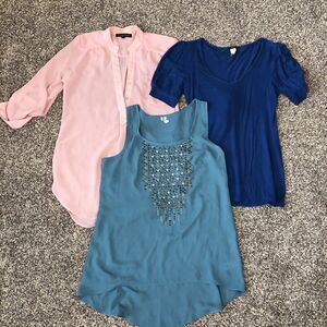Womens Pink Sheer Blouse Western Aztec Tank Top Blue Maurices‎ T-Shirt Size S